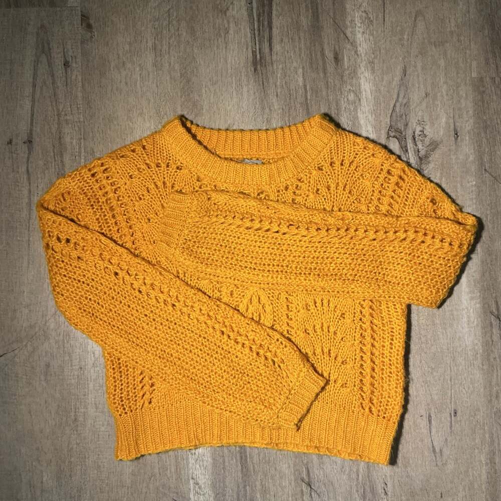 Charlotte Russe‎ Mustard Crochet Sweater -